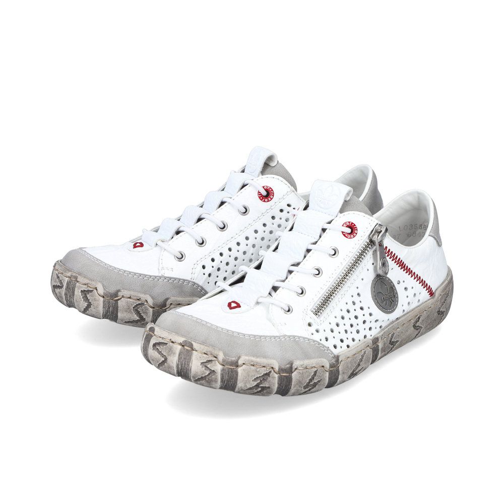 detail Dámské kožené tenisky Rieker L0355-80 bílá