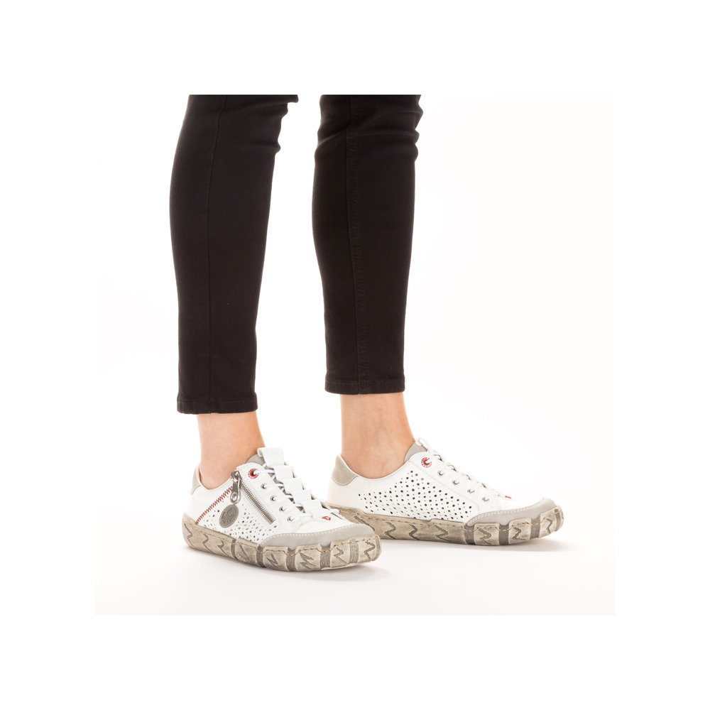 detail Dámské kožené tenisky Rieker L0355-80 bílá