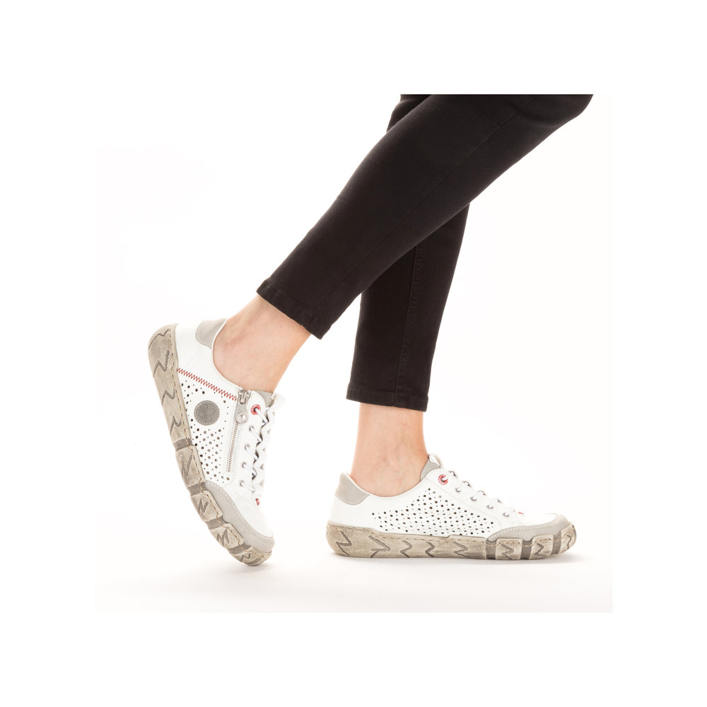 detail Dámské kožené tenisky Rieker L0355-80 bílá