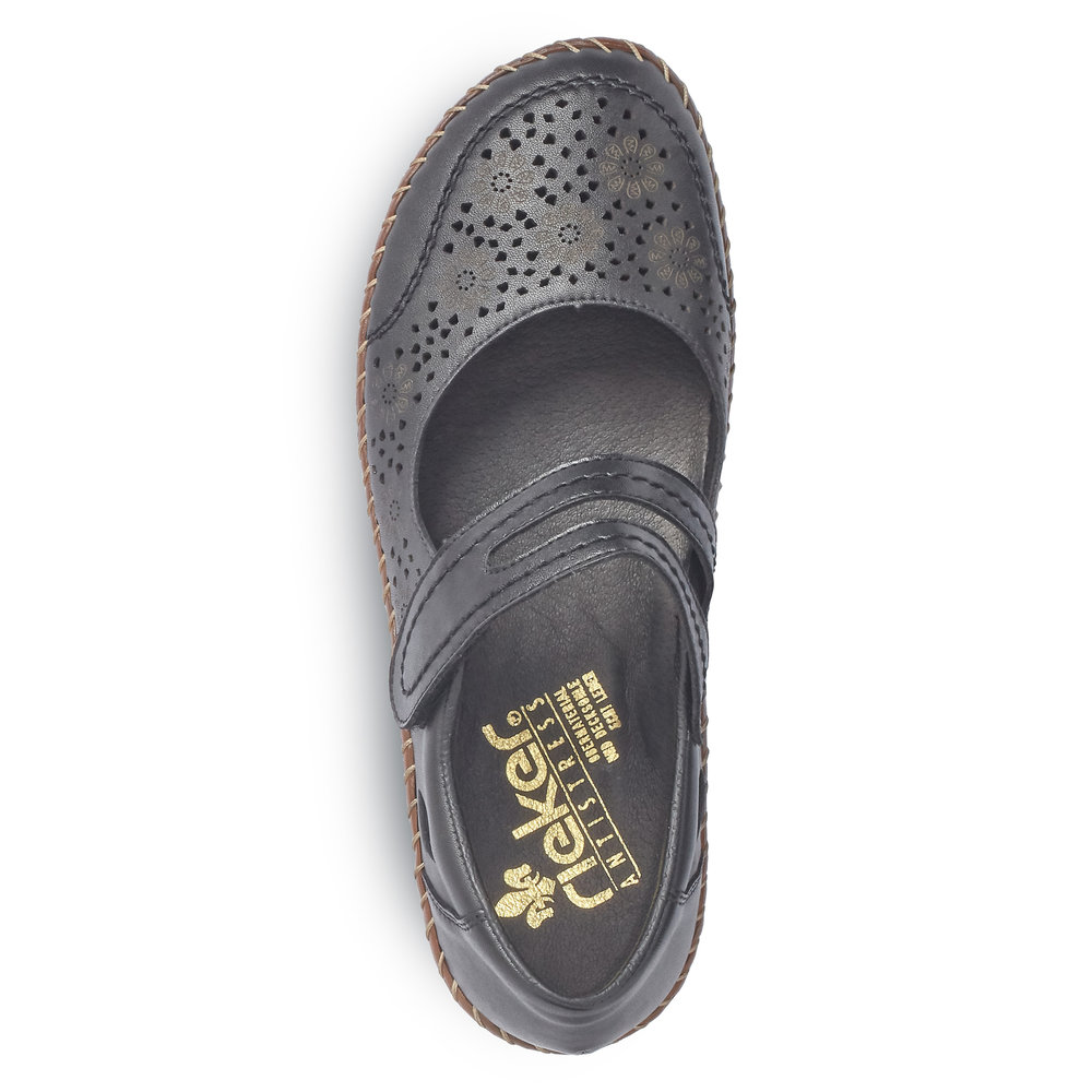 detail Dámské kožené baleríny Rieker 44875-00 černá