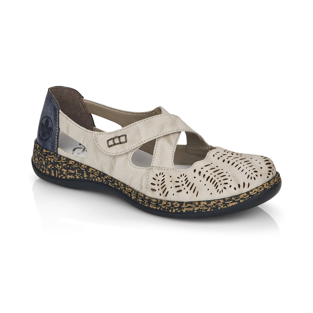 detail Dámské kožené polobotky Rieker 46375-60 béžová