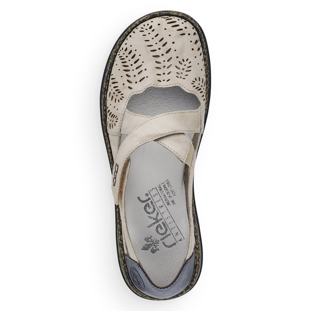 detail Dámské kožené polobotky Rieker 46375-60 béžová