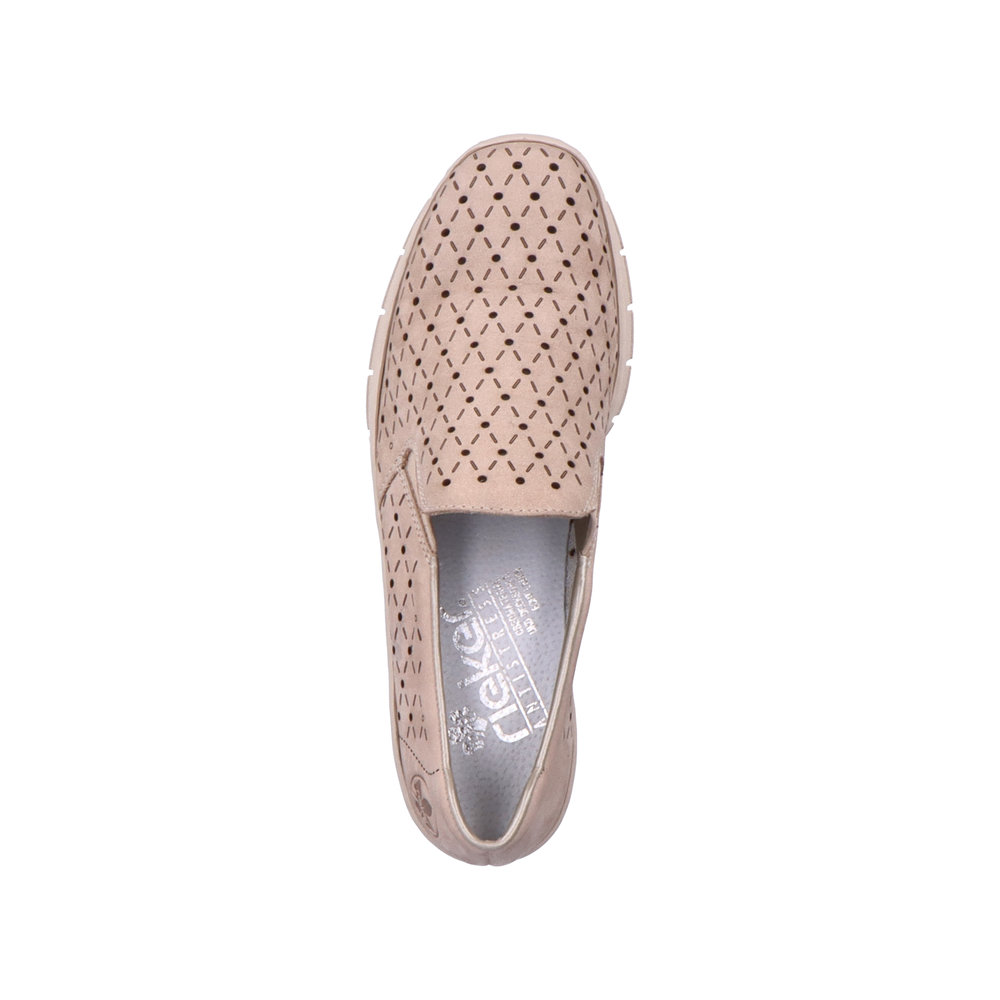 detail Dámské kožené mokasíny Rieker 53795-60 béžová