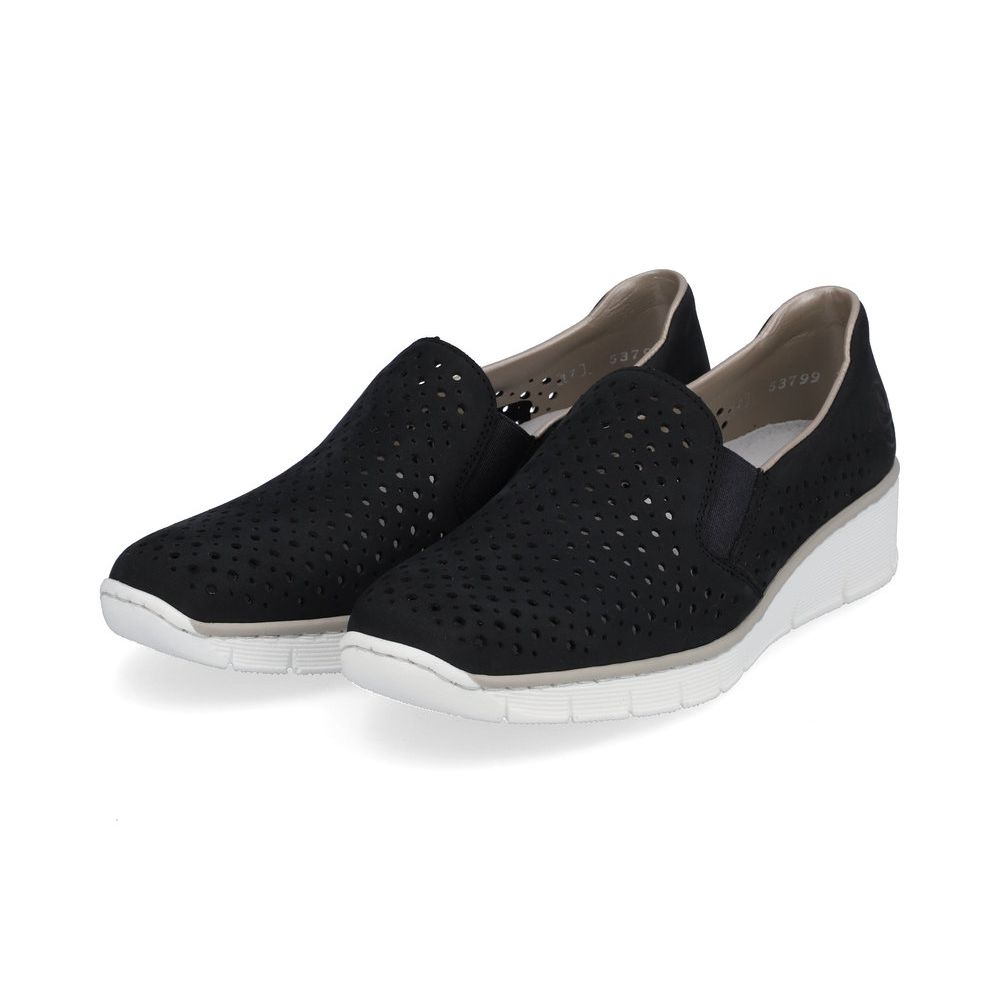 detail Dámské kožené mokasíny Rieker 53799 -14 modrá