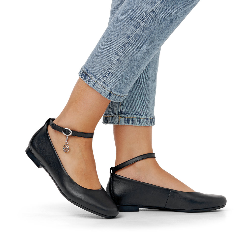 detail Dámské kožené baleríny Remonte D0K03-00 černá