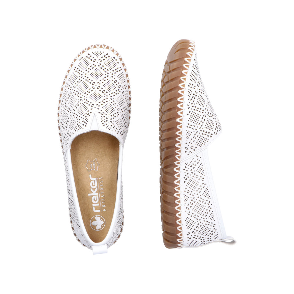 detail Dámské kožené mokasíny Rieker M2851-80 bílá