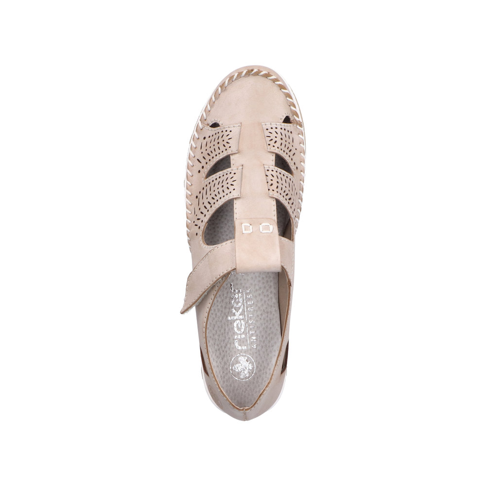 detail Dámské kožené sandály Rieker 49958-61 béžová