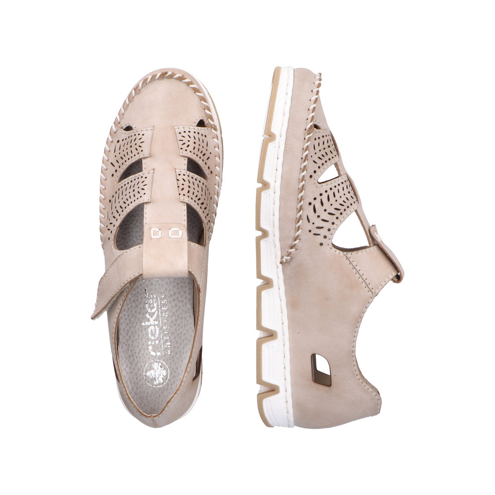 detail Dámské kožené sandály Rieker 49958-61 béžová