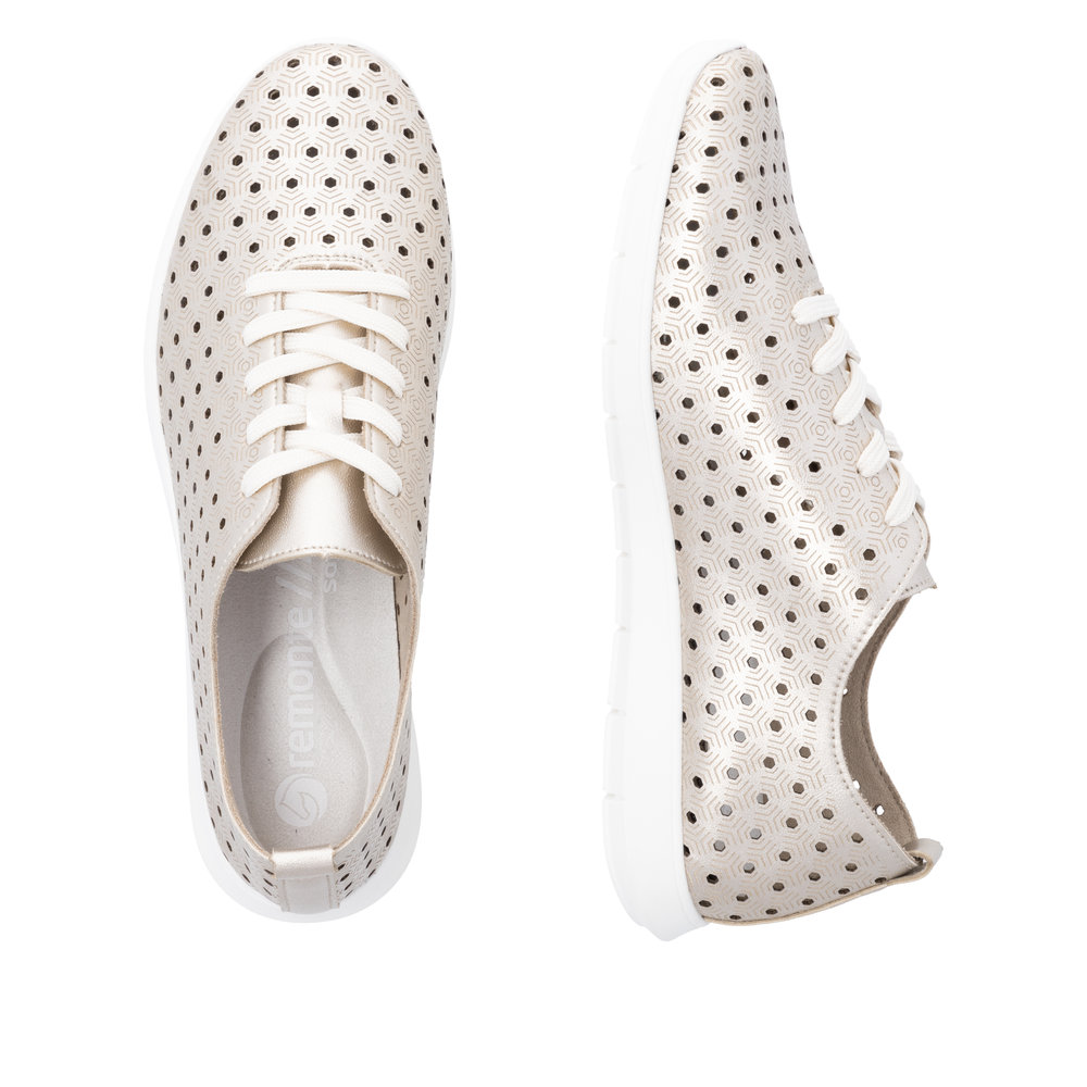 detail Dámské kožené polobotky Remonte R7101-91 zlatá