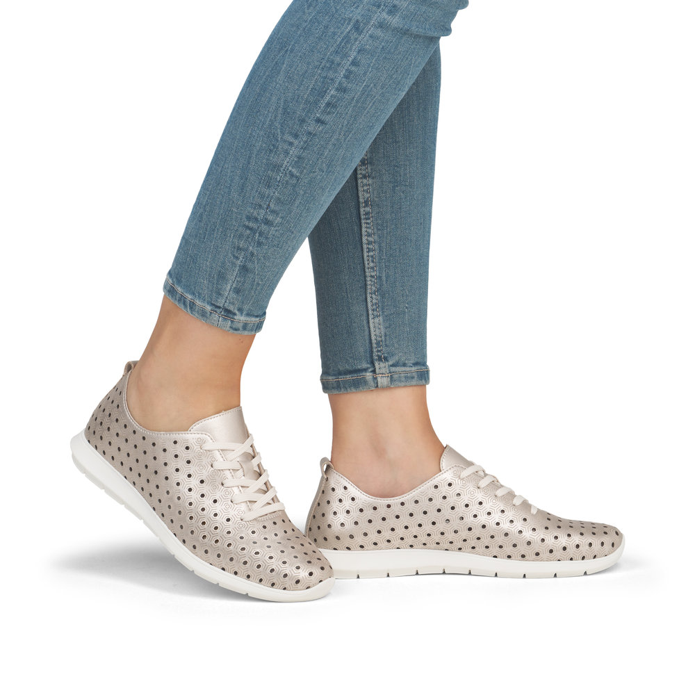 detail Dámské kožené polobotky Remonte R7101-91 zlatá