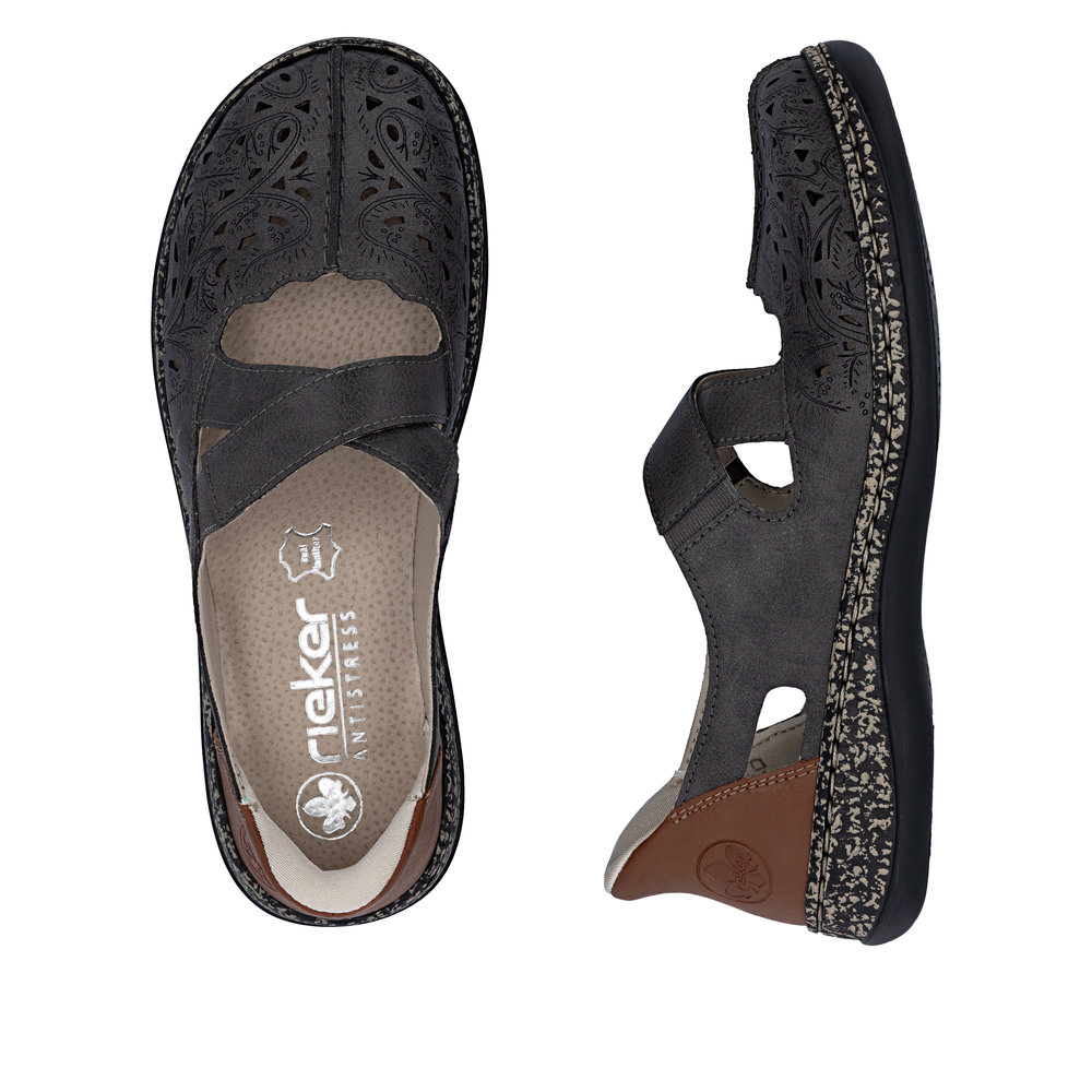 detail Dámské kožené baleríny Rieker 46352-45 šedá