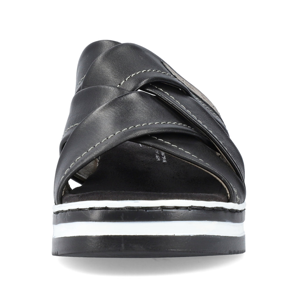 detail Dámské kožené pantofle Rieker V0250-00 černá