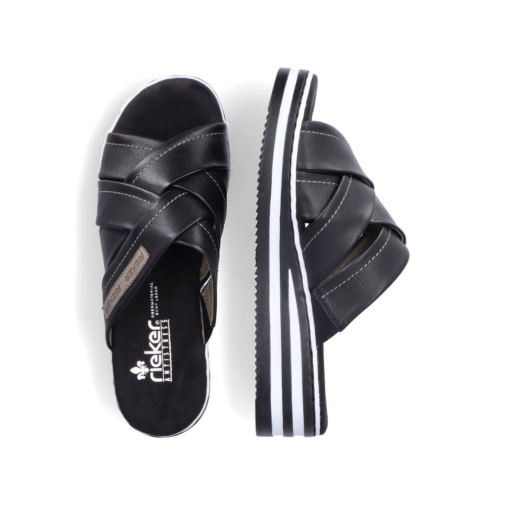 detail Dámské kožené pantofle Rieker V0250-00 černá