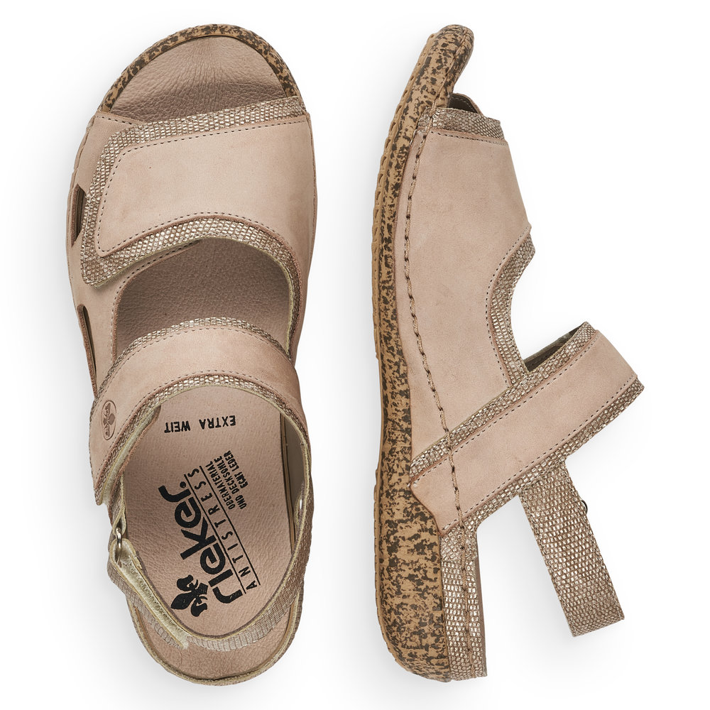 detail Dámské kožené sandály Rieker V7284-60 béžová