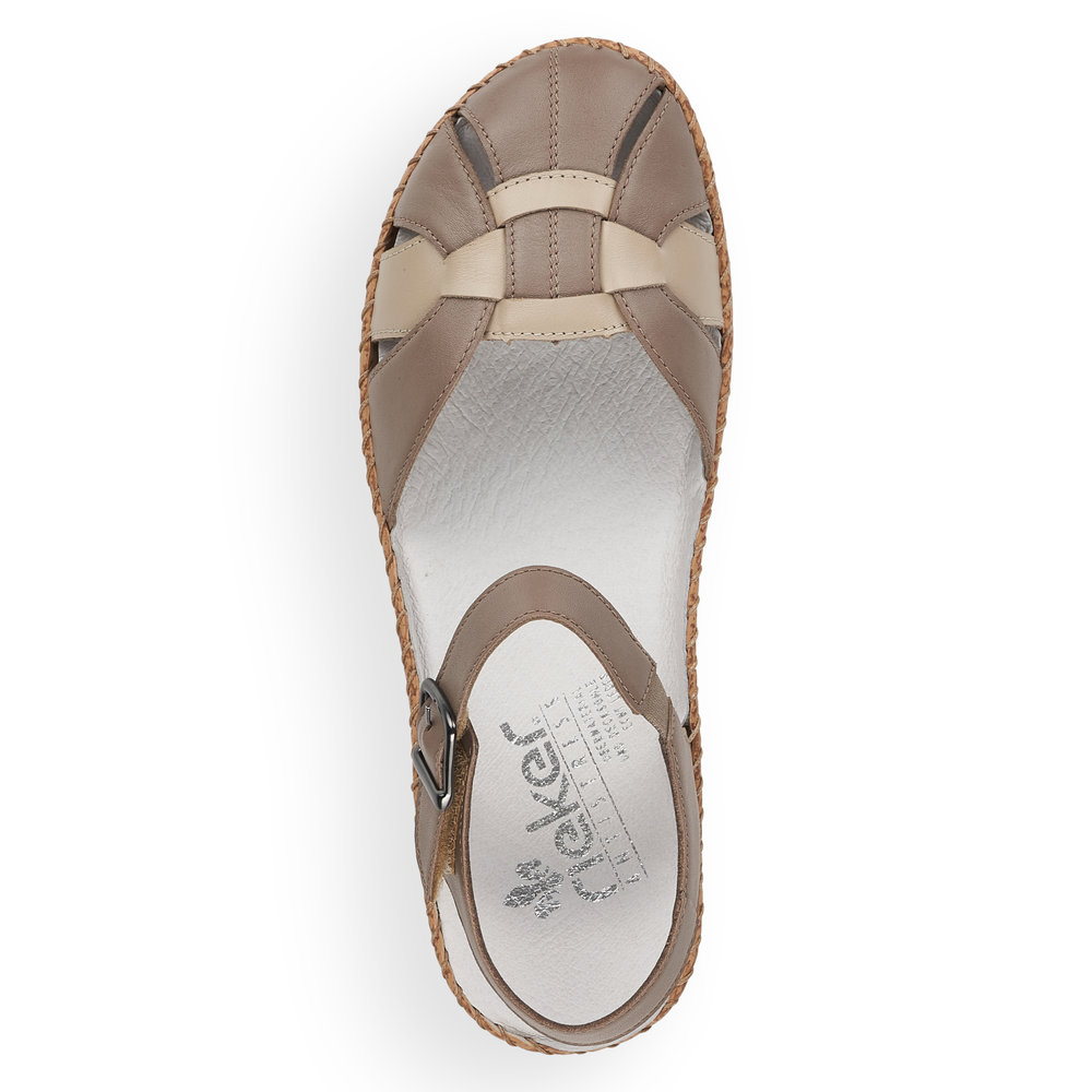 detail Dámské kožené sandály Rieker 44860-64 béžová