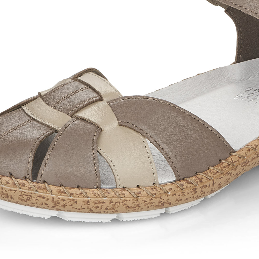 detail Dámské kožené sandály Rieker 44860-64 béžová
