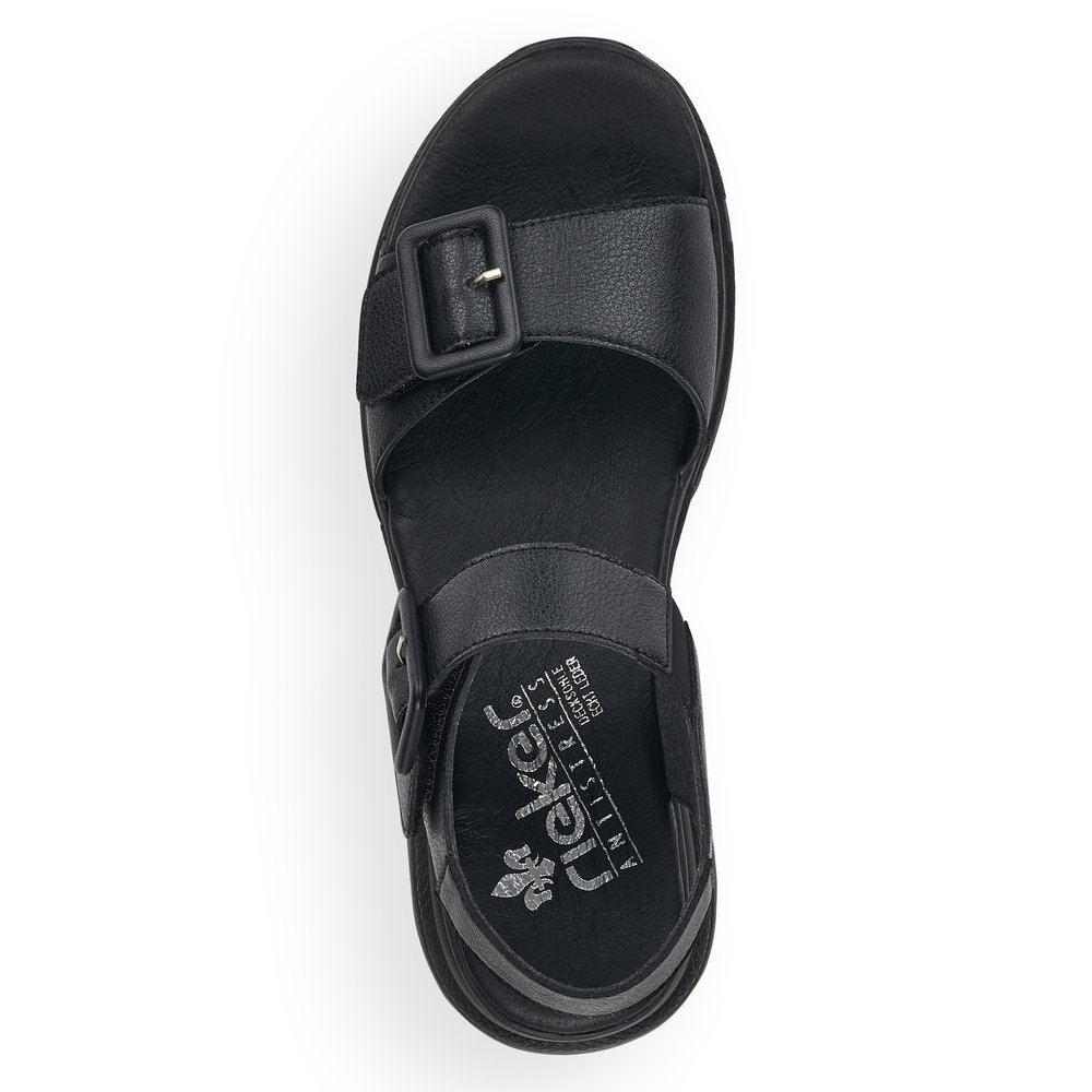 detail Dámské kožené sandály Rieker 66680-00 černá