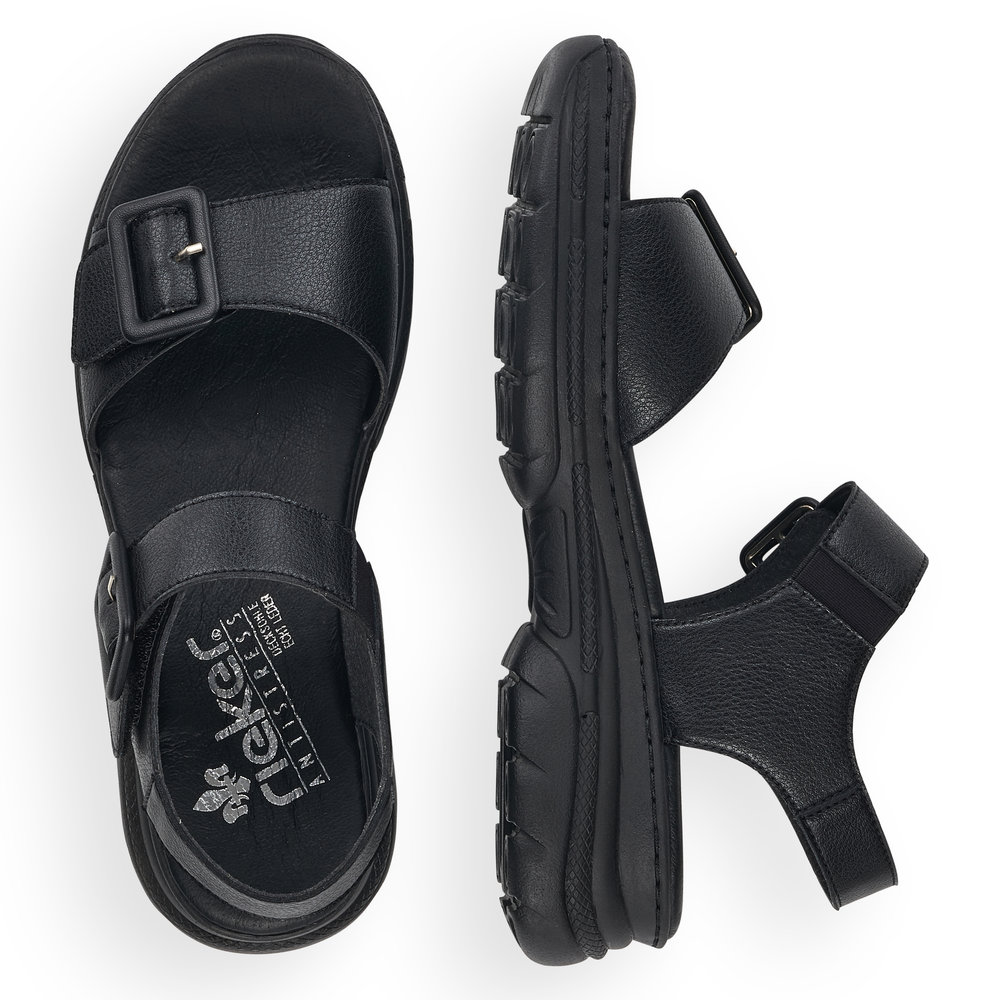 detail Dámské kožené sandály Rieker 66680-00 černá