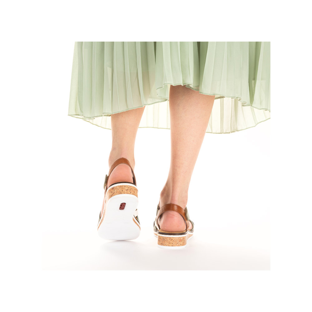 detail Dámské sandály Rieker V3663-52 zelená