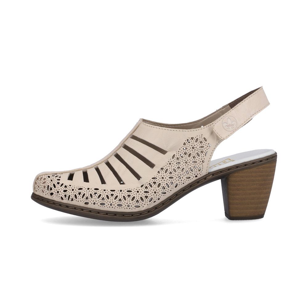 detail Dámské kožené lodičky Rieker 40959-60 béžová