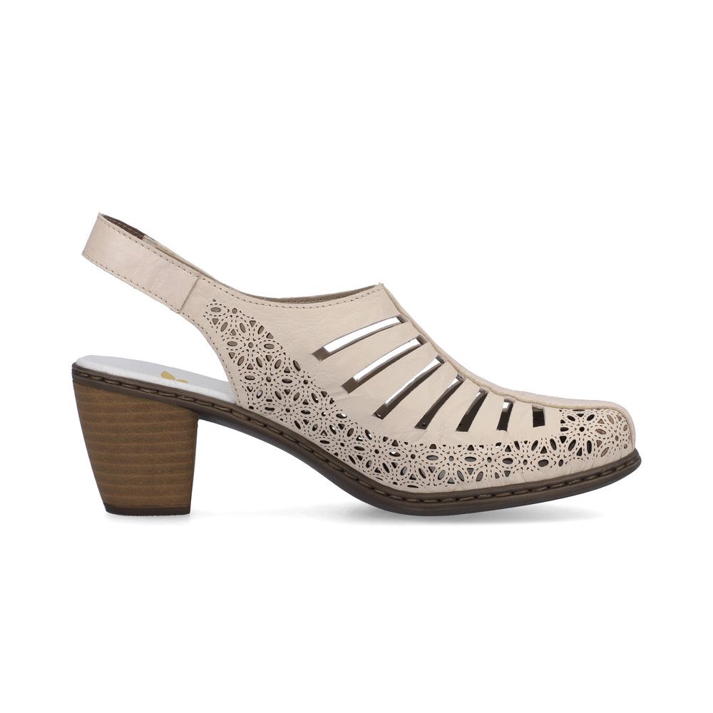 detail Dámské kožené lodičky Rieker 40959-60 béžová