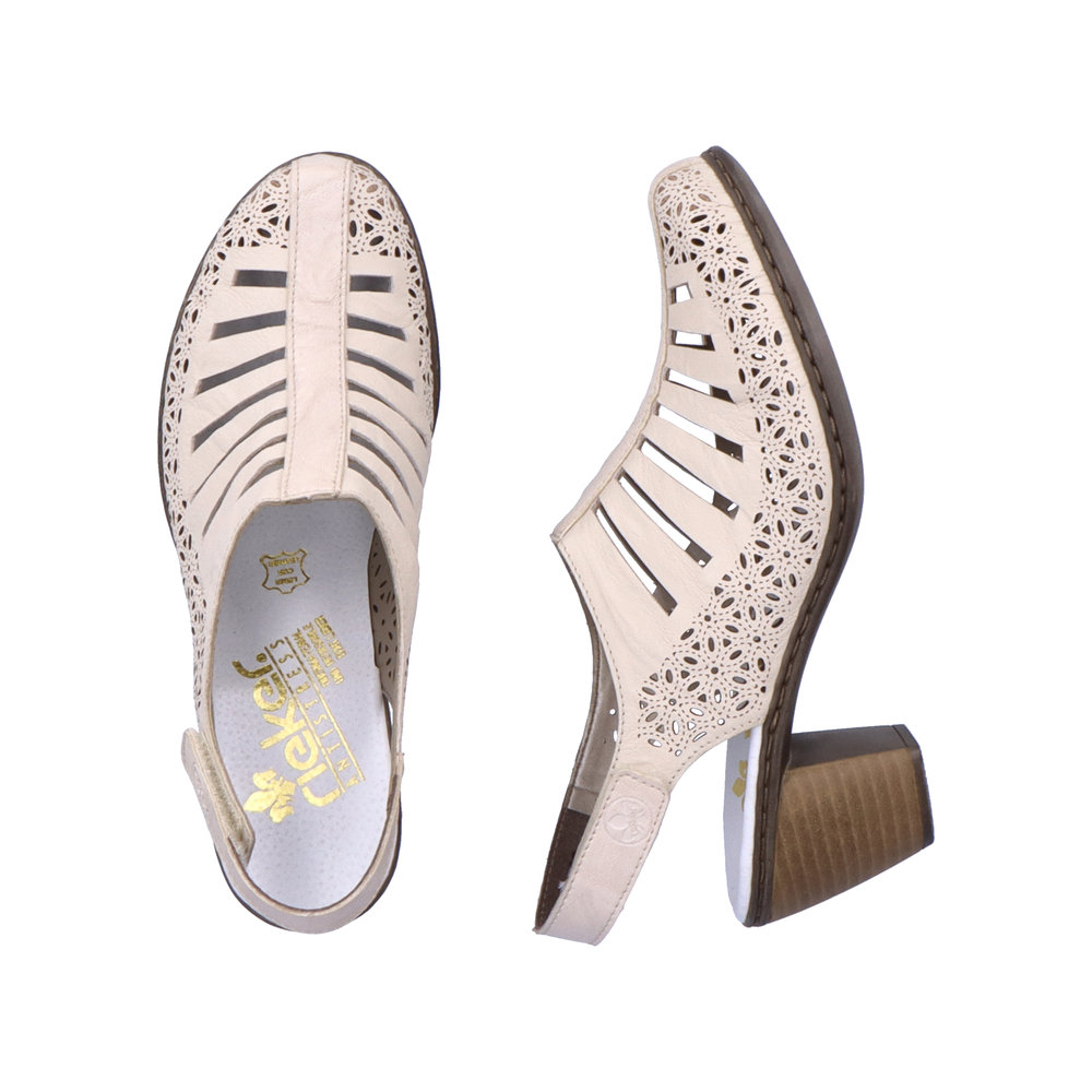 detail Dámské kožené lodičky Rieker 40959-60 béžová