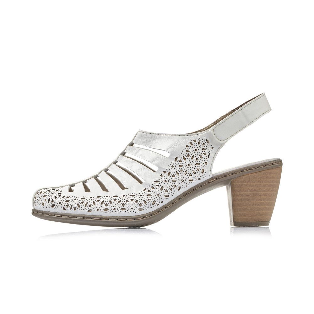 detail Dámské kožené lodičky Rieker 40959-80 bílá