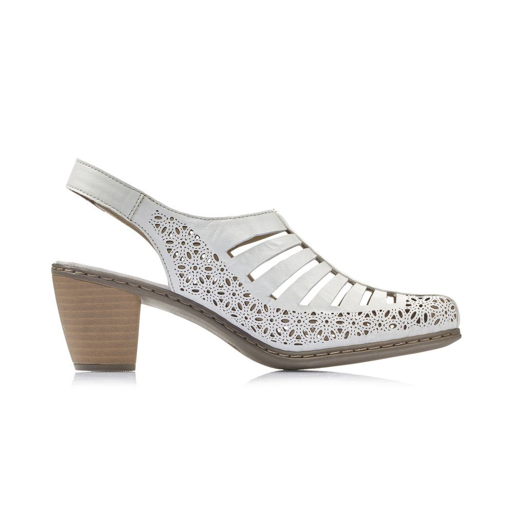 detail Dámské kožené lodičky Rieker 40959-80 bílá