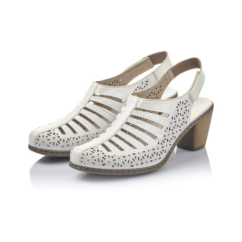 detail Dámské kožené lodičky Rieker 40959-80 bílá