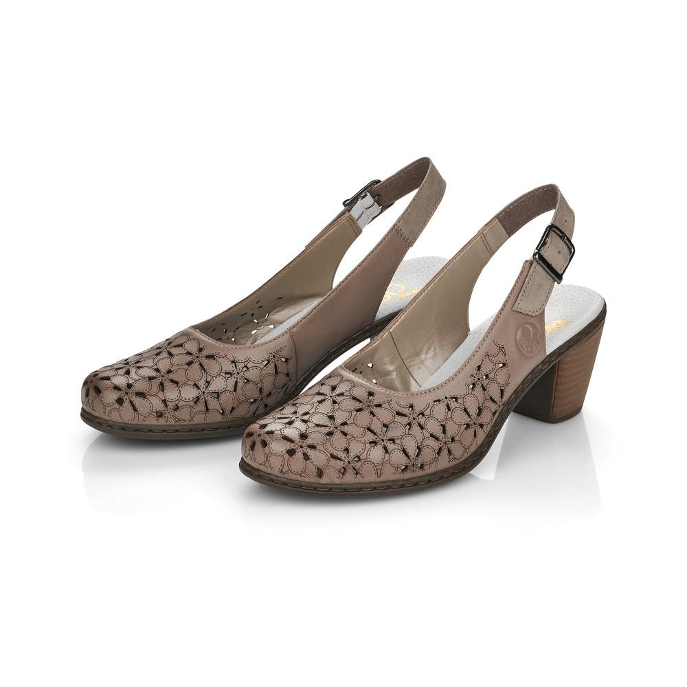 detail Dámské kožené lodičky Rieker 40981-64 béžová