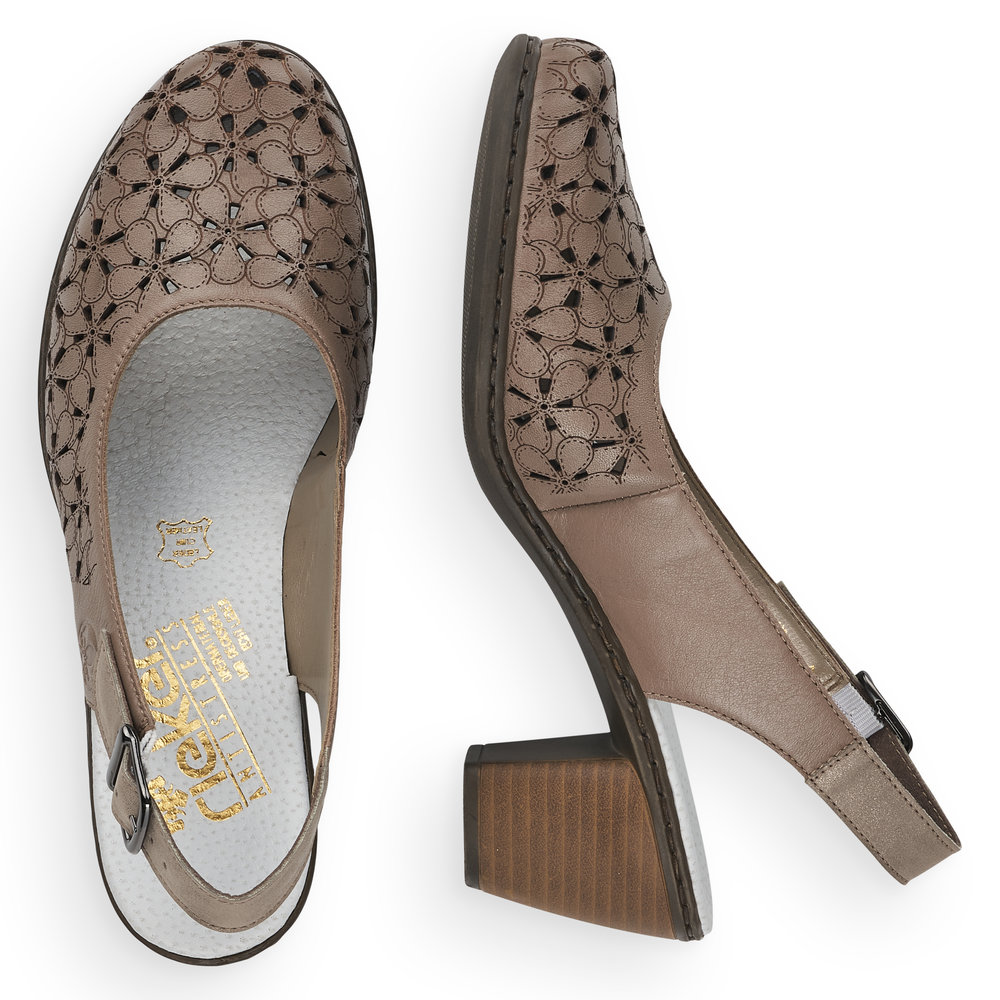 detail Dámské kožené lodičky Rieker 40981-64 béžová