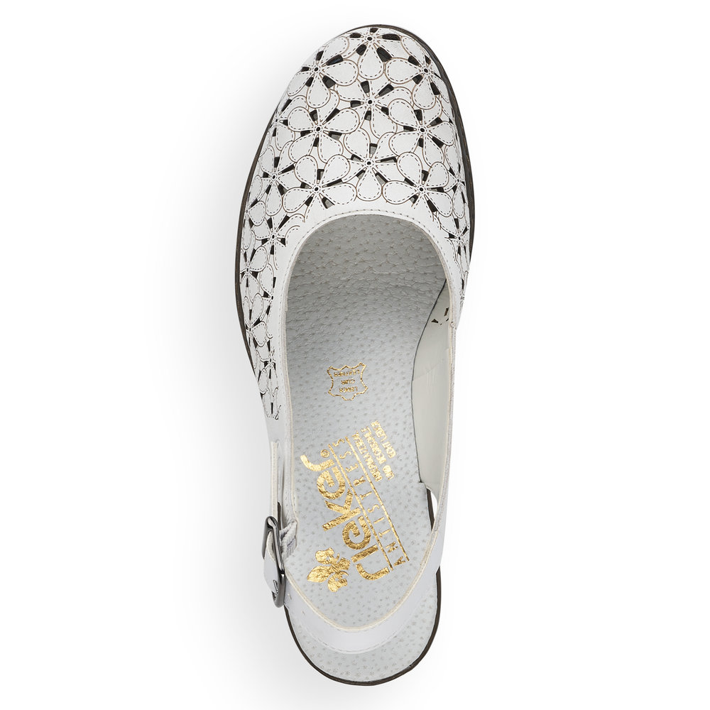 detail Dámské kožené lodičky Rieker 40981-80 bílá