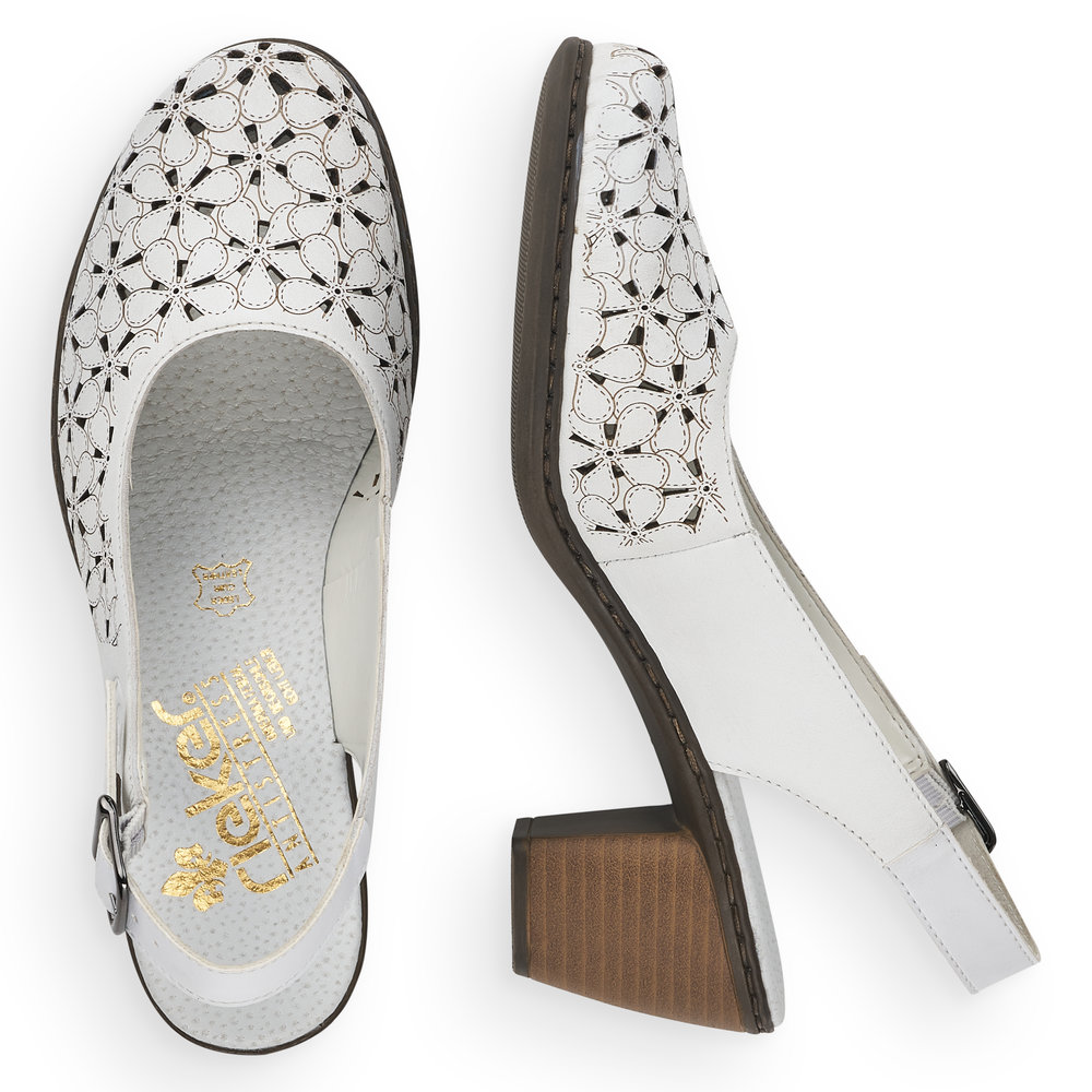 detail Dámské kožené lodičky Rieker 40981-80 bílá