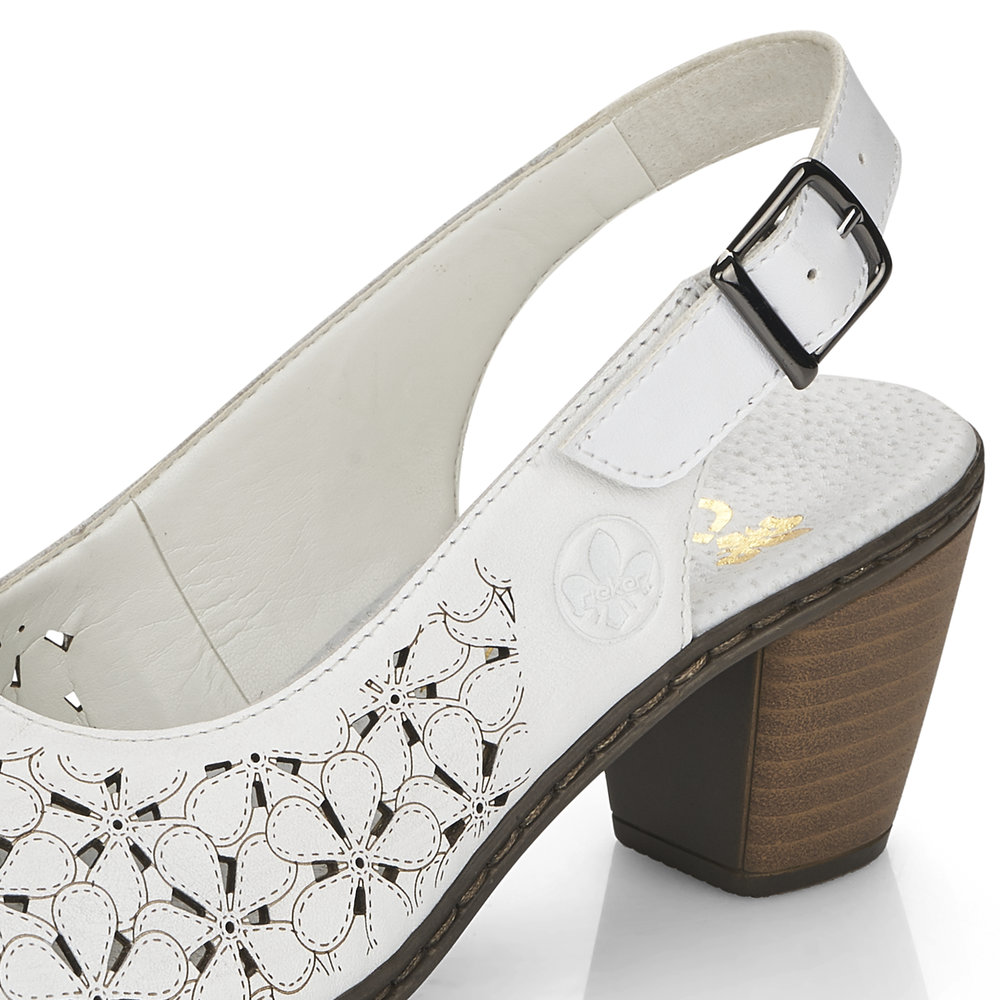 detail Dámské kožené lodičky Rieker 40981-80 bílá