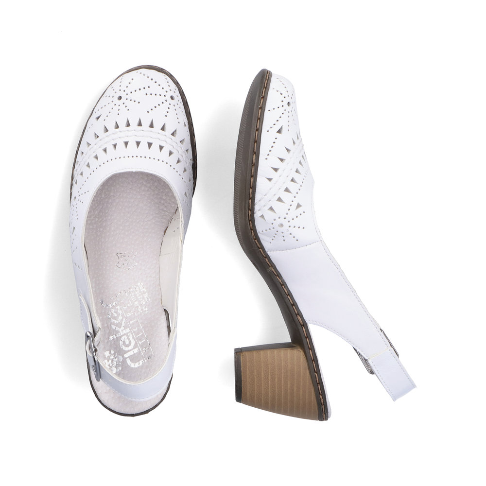 detail Dámské kožené sandály Rieker 40983-80 bílá