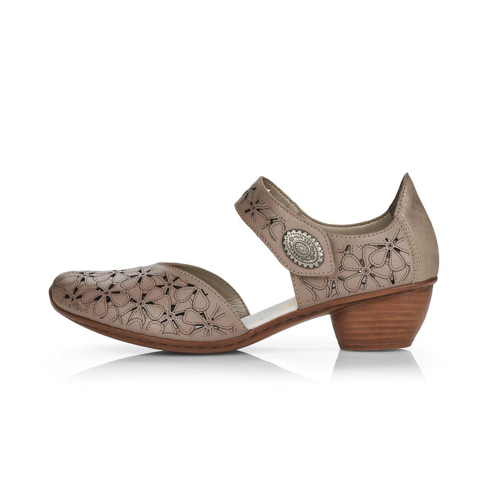 detail Dámské kožené lodičky Rieker 43786-64 béžová