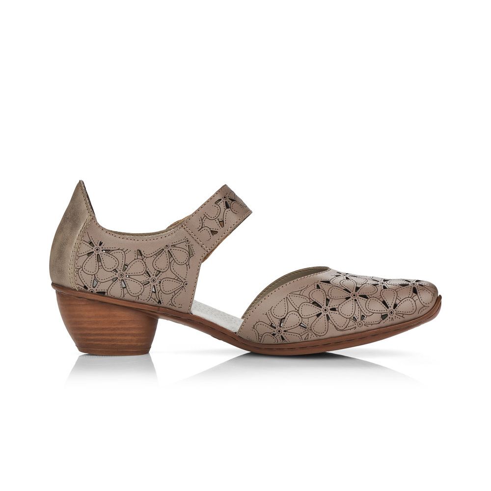 detail Dámské kožené lodičky Rieker 43786-64 béžová