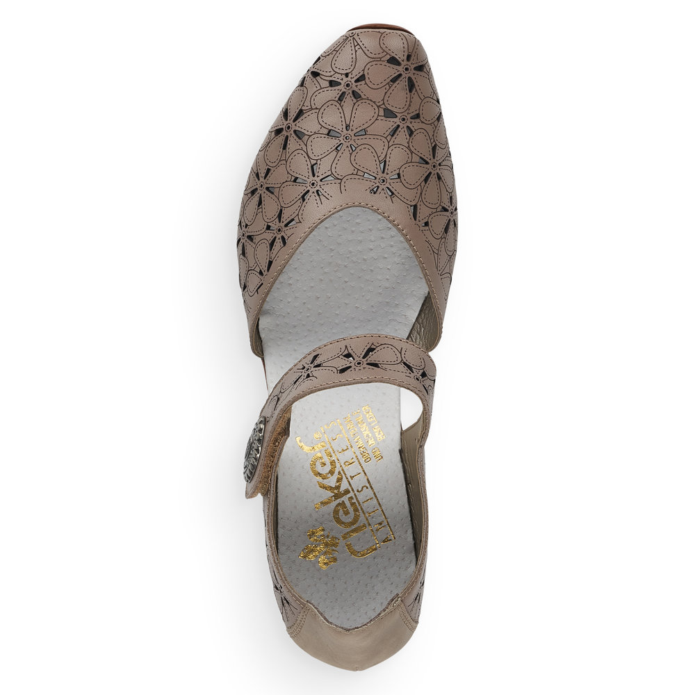 detail Dámské kožené lodičky Rieker 43786-64 béžová