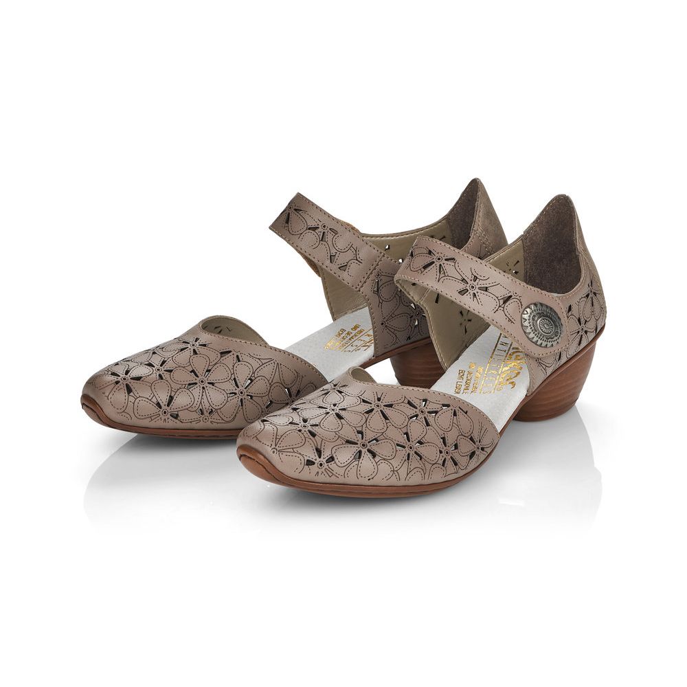 detail Dámské kožené lodičky Rieker 43786-64 béžová