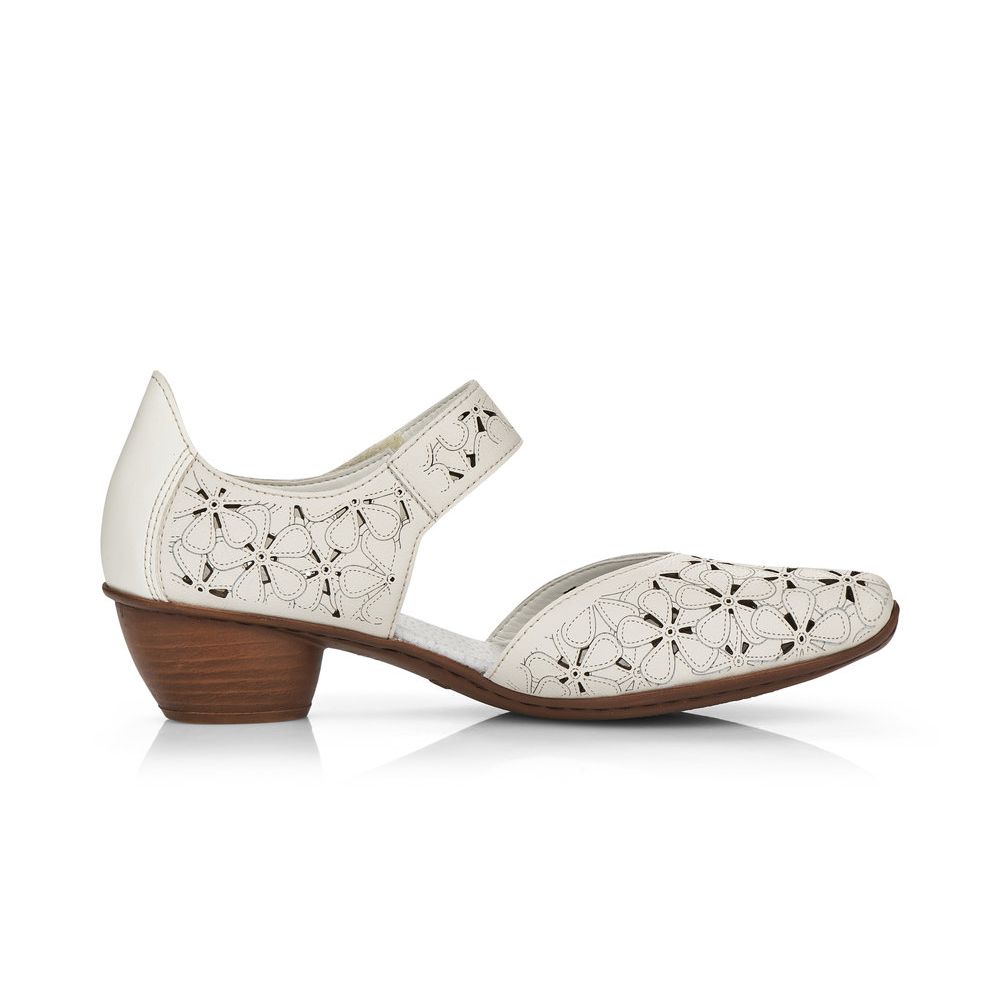 detail Dámské kožené lodičky Rieker 43786-80 bílá