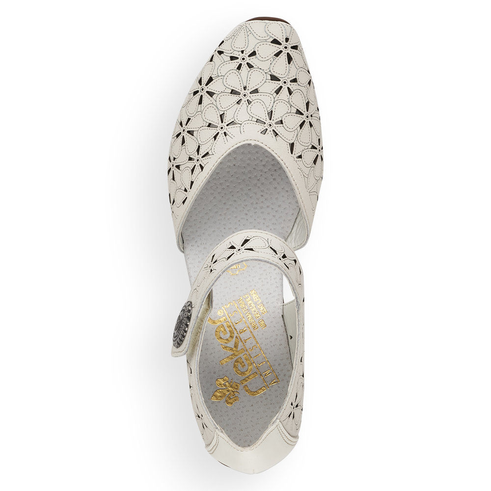 detail Dámské kožené lodičky Rieker 43786-80 bílá