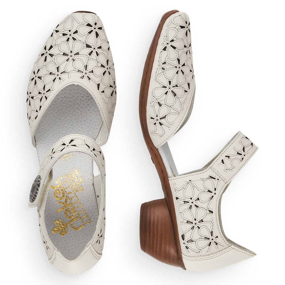 detail Dámské kožené lodičky Rieker 43786-80 bílá