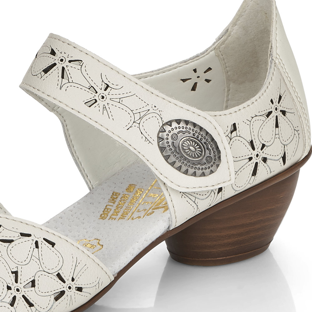 detail Dámské kožené lodičky Rieker 43786-80 bílá