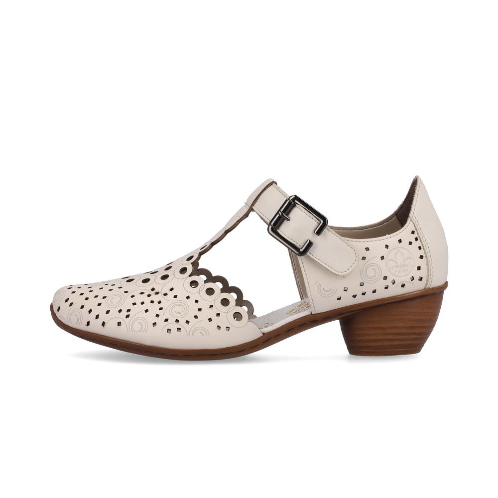 detail Dámské kožené lodičky Rieker 43796-60 béžová