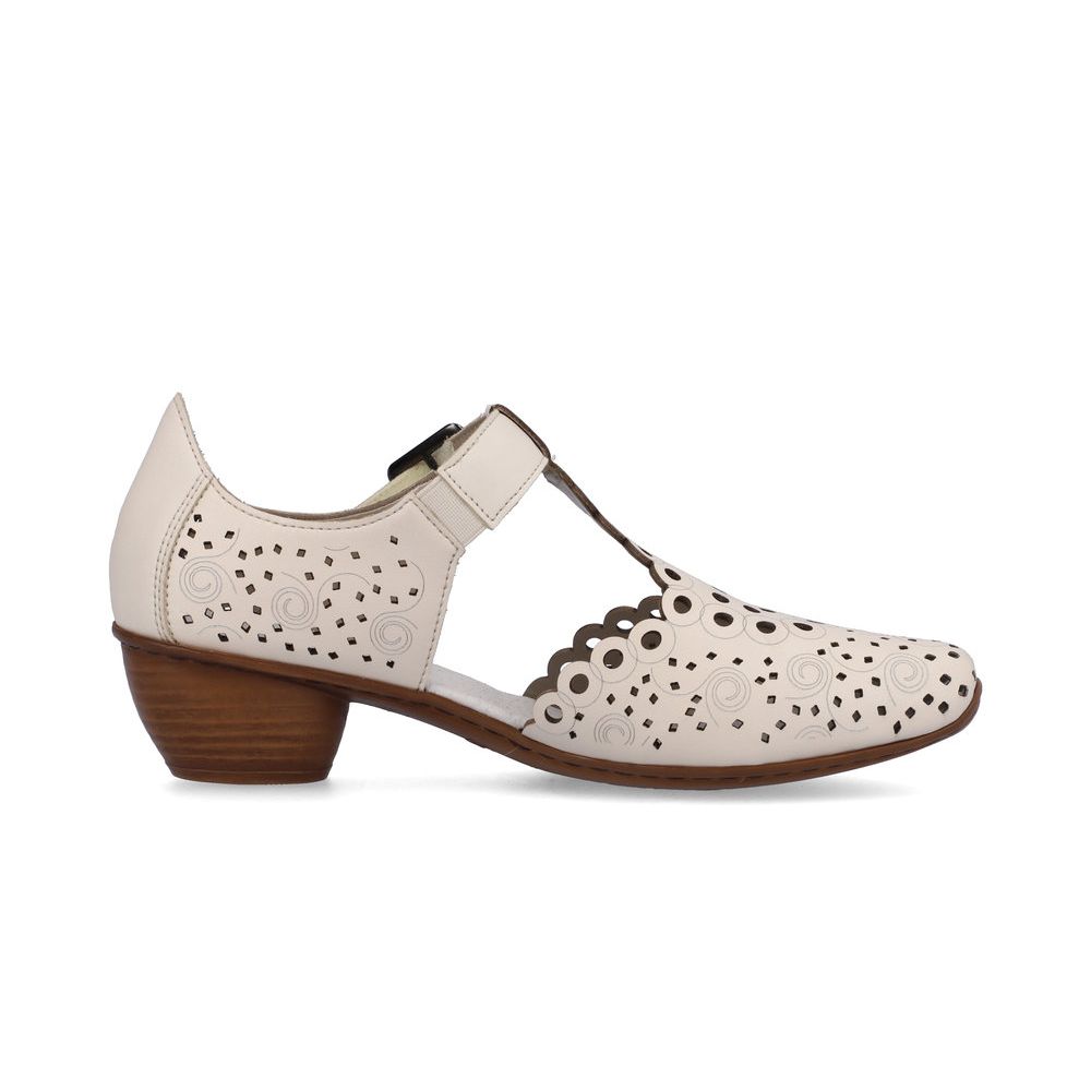 detail Dámské kožené lodičky Rieker 43796-60 béžová