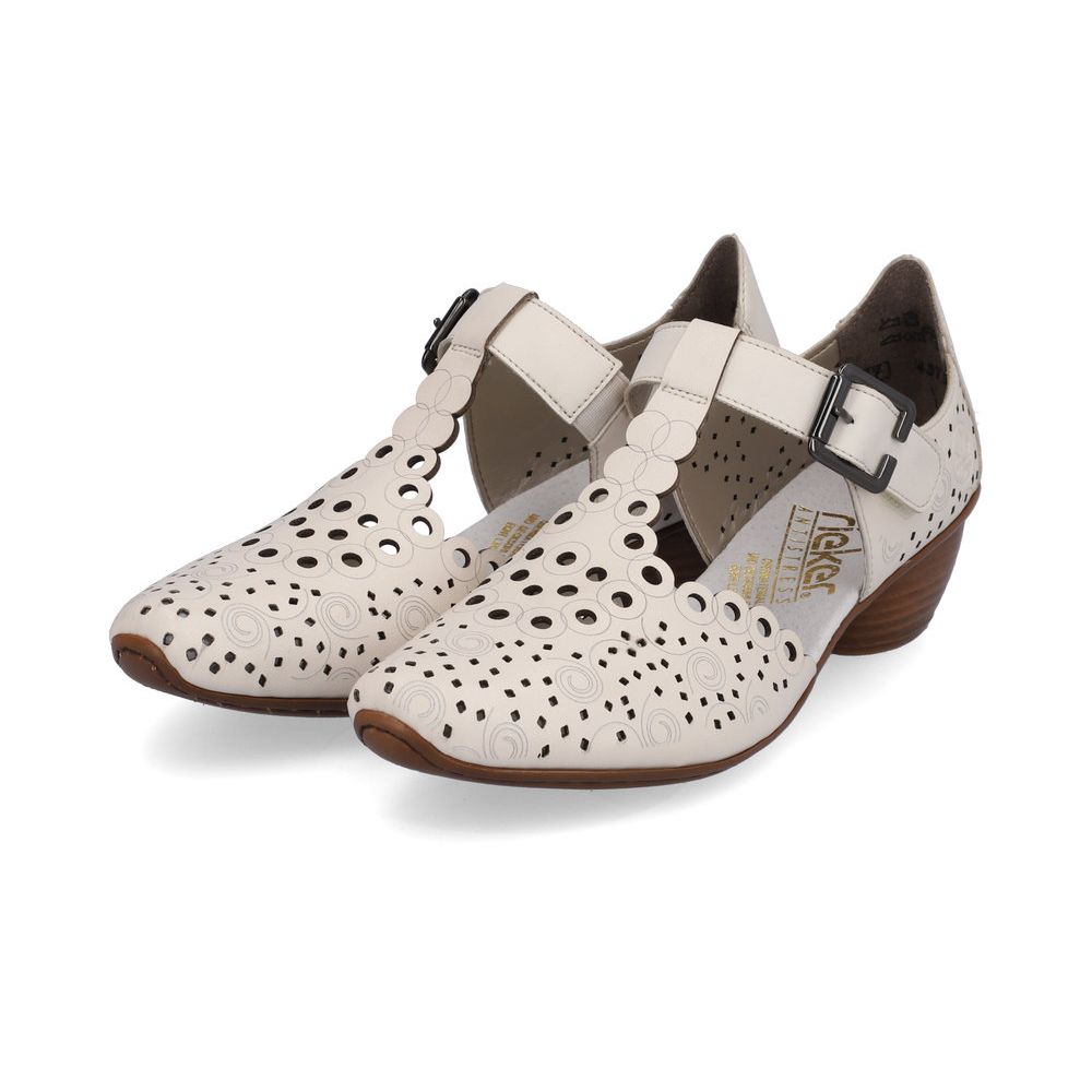 detail Dámské kožené lodičky Rieker 43796-60 béžová