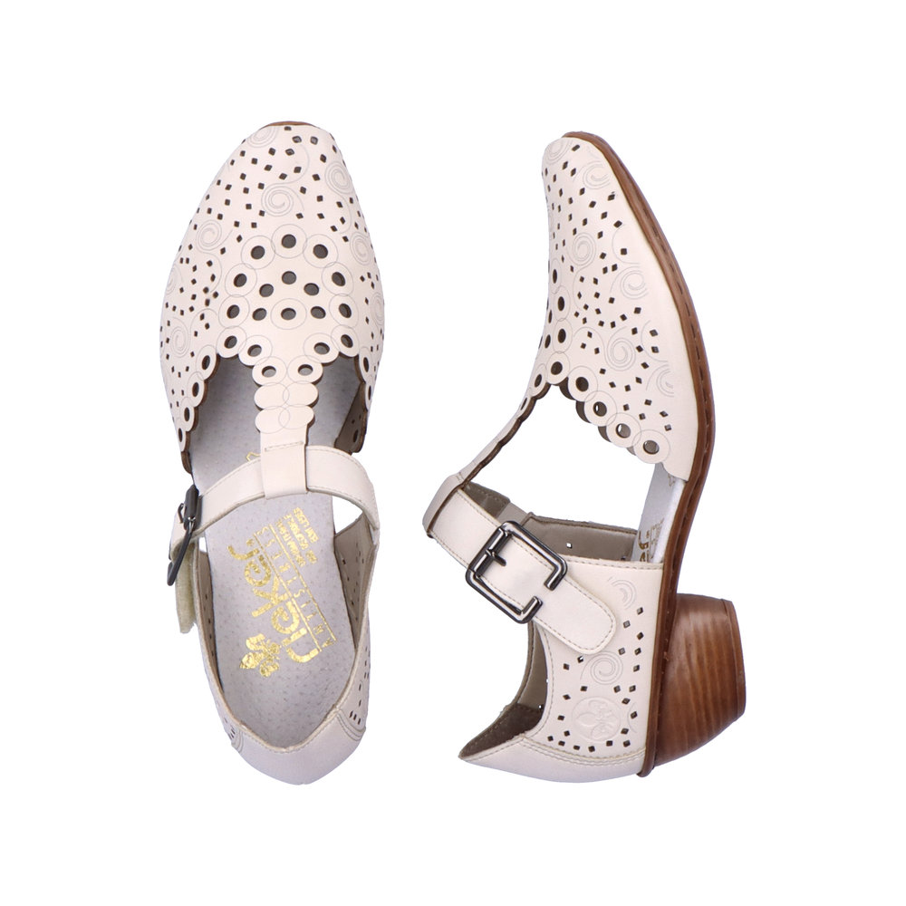 detail Dámské kožené lodičky Rieker 43796-60 béžová