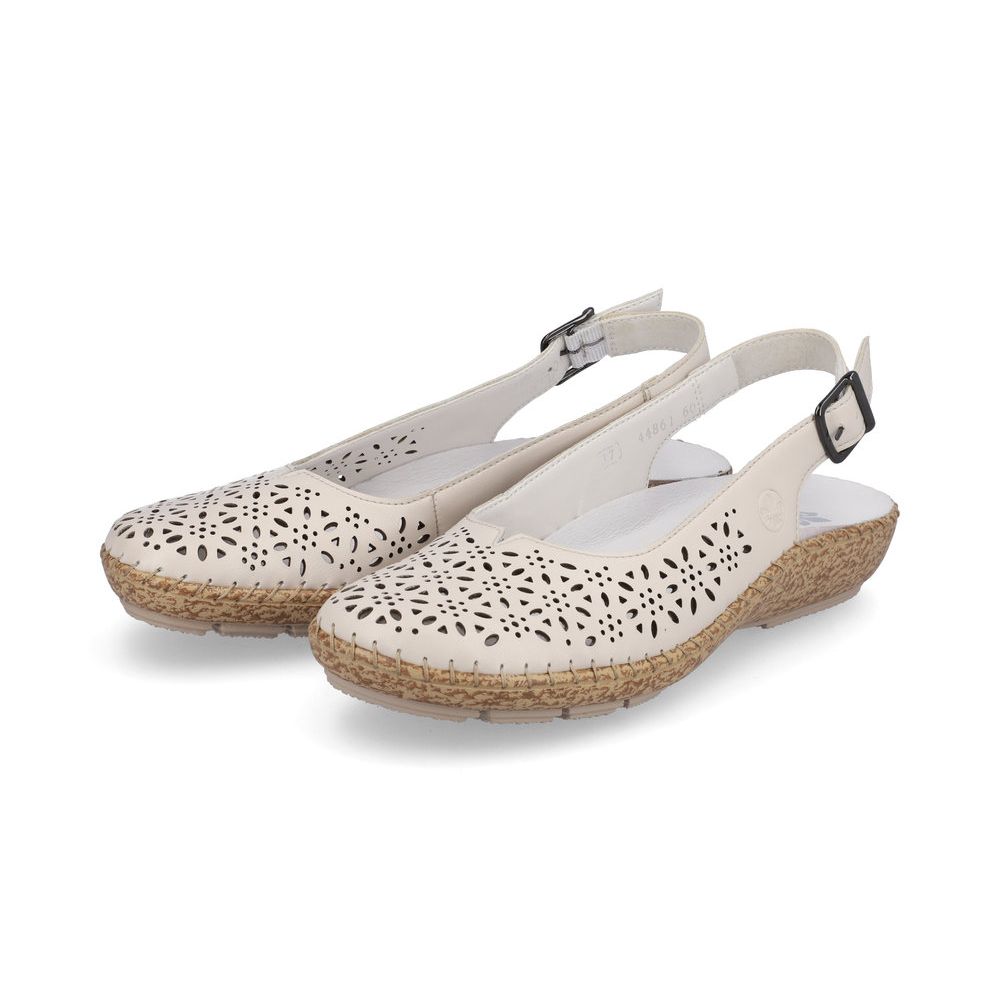 detail Dámské kožené sandály Rieker 44861-60 béžová