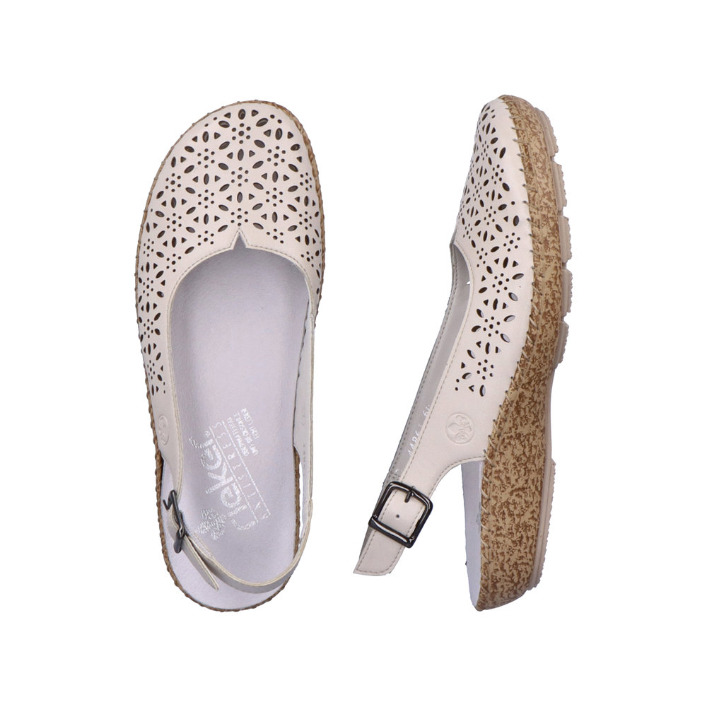 detail Dámské kožené sandály Rieker 44861-60 béžová