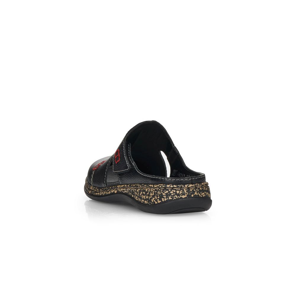 detail Dámské kožené pantofle Rieker 46362-00 černá